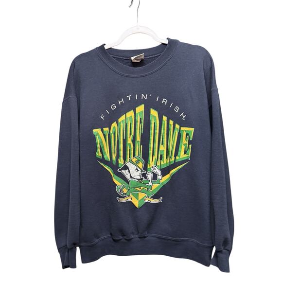 Vintage 90s Nutmeg Notre Dame Fighting Irish Size Large Sweatshirt USA Made NCAA - Picture 1 of 9